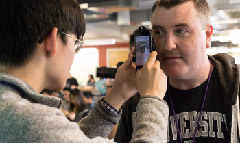 A student gives a presentation